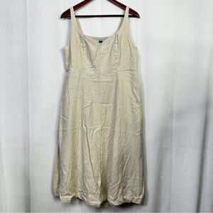 Old Navy Midi Linen Dress Tan Summer Sleeveless Casual XL Minimalist Elegant